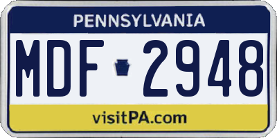 PA license plate MDF2948