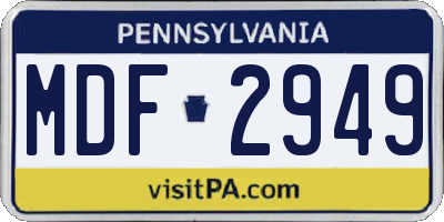 PA license plate MDF2949