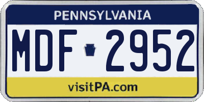 PA license plate MDF2952