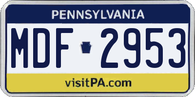 PA license plate MDF2953