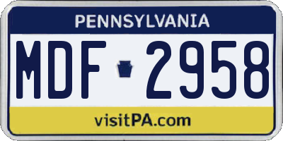 PA license plate MDF2958