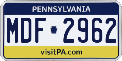 PA license plate MDF2962