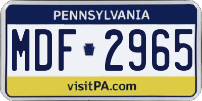 PA license plate MDF2965