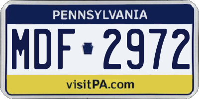 PA license plate MDF2972