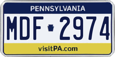 PA license plate MDF2974