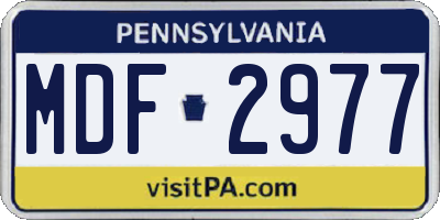 PA license plate MDF2977