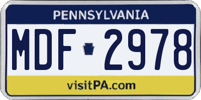 PA license plate MDF2978