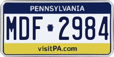 PA license plate MDF2984
