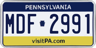 PA license plate MDF2991