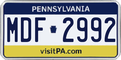 PA license plate MDF2992