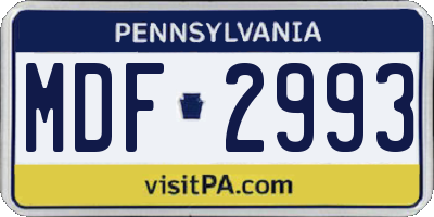 PA license plate MDF2993