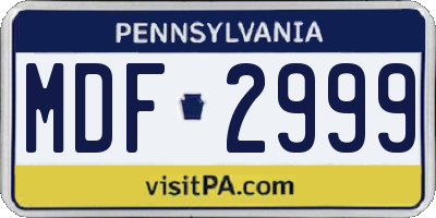 PA license plate MDF2999