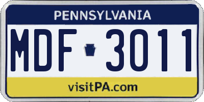 PA license plate MDF3011