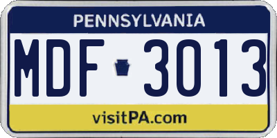 PA license plate MDF3013
