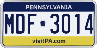 PA license plate MDF3014