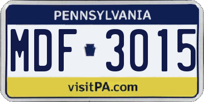 PA license plate MDF3015