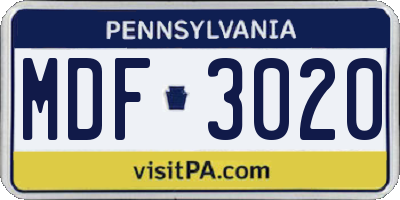 PA license plate MDF3020
