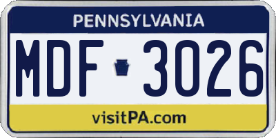 PA license plate MDF3026
