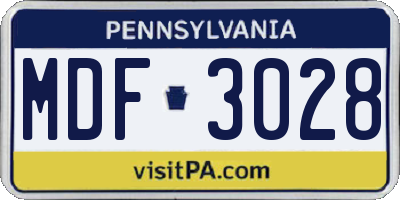 PA license plate MDF3028