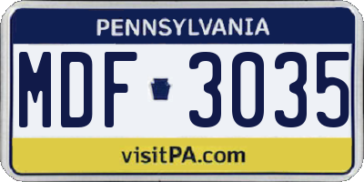 PA license plate MDF3035