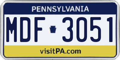 PA license plate MDF3051