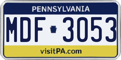 PA license plate MDF3053