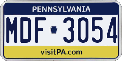 PA license plate MDF3054