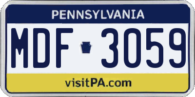 PA license plate MDF3059