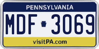 PA license plate MDF3069