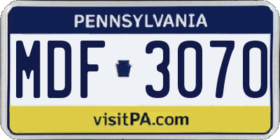PA license plate MDF3070