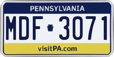 PA license plate MDF3071