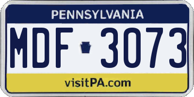 PA license plate MDF3073