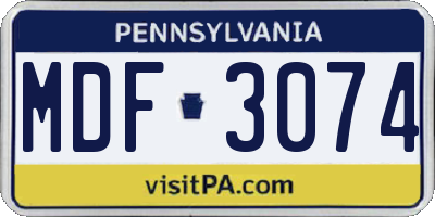 PA license plate MDF3074