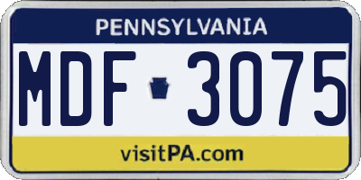 PA license plate MDF3075