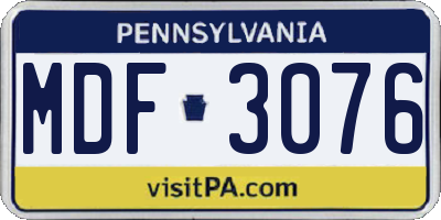 PA license plate MDF3076