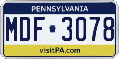 PA license plate MDF3078