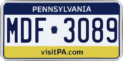 PA license plate MDF3089