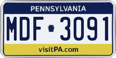PA license plate MDF3091