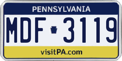 PA license plate MDF3119