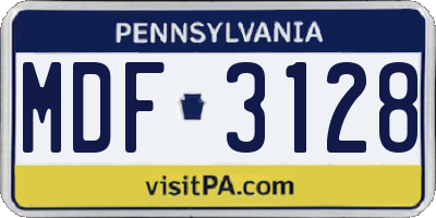 PA license plate MDF3128