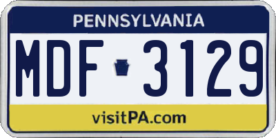 PA license plate MDF3129