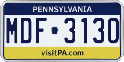 PA license plate MDF3130