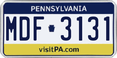 PA license plate MDF3131