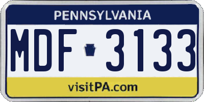 PA license plate MDF3133
