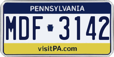 PA license plate MDF3142