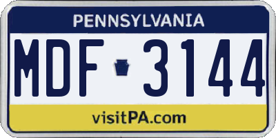 PA license plate MDF3144