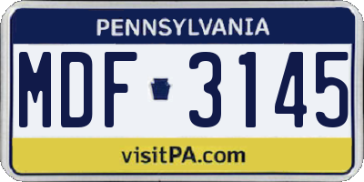 PA license plate MDF3145