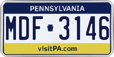 PA license plate MDF3146