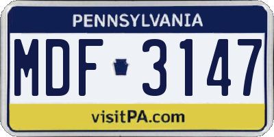 PA license plate MDF3147