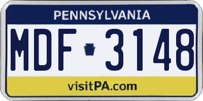 PA license plate MDF3148